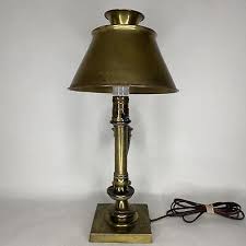 Antique Brass Table Lamp Metal Shade 1106 Base 17” Electric Cord Patina | eBay