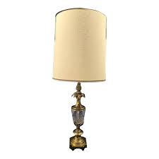 Vintage Stiffel Glass and Golden Colored Table Lamp | Chairish