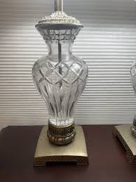 Gorgeous Versace style Greek key pattern base pair of lead crystal lamps RARE | eBay