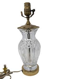 Vintage 80s 14" Cut Crystal Table Lamp With Polished Brass Accents Electricord Wiring - Etsy