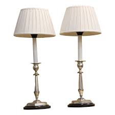 1 Pair of silver candlesticks transformed into a lamp ...