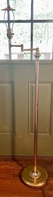 VTG Polished Brass Floor Lamp Swivel Swing Arm Heavy Gold Reading pharmacy | eBay