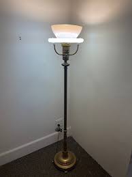 Mid-Century Milk Glass Torchiere Floor Lamp - michaelslamps.com