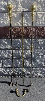 Huge Hand Made Vintage 4 Pc Brass & Iron Fire Place Set 54 1 ...