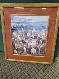 Lucien DeLarue PRINT- city on water scene 26½ tall x 24 wide ...