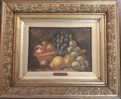 RARE W. VINCENT OIL PAINTING ON CANVAS, NATURE MORTE FRUITS ...