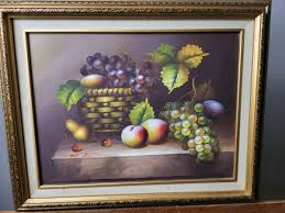 Original Signed M. Aaron Still Life Oil Painting - Fruit Basket ...