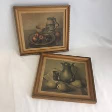 vintage art old school cardboard picture Wood Framed Fruit 9 ...