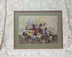 Vernon Beauvoir Ward Print,floral Spring Time Pansy's Framed. - Etsy