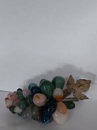 Vtg Polished Semi-Precious Multicolored Stones Grape Cluster ...