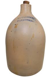 T. F. CARROLL HAVERHILL, MA MID-19TH C ANTIQUE PRMTV 1 GL SLT-GLZD STNWR CER JUG | eBay