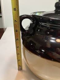 Vintage Monmouth BEAN POT Lidded CROCK 4.5 Qt Stoneware Pottery Retro Kitchen | eBay