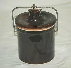 Old Vintage Large Brown Glazed Stoneware Butter Cheese Crock ...