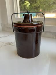 Vintage Brown Glazed Pottery Stoneware Cheese/Butter Crock ...