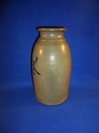 Circa 1870 Slender Stoneware Canning Jar with Tulip, SW PA #5820 | Doc's Crocks