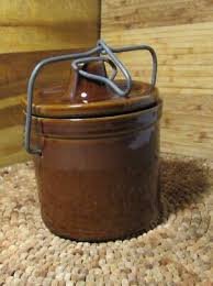 Brown STONEWARE Lidded Glazed Cheese/Butter Crock Locking ...