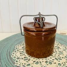 Vintage Brown Stoneware Cheese Crock W/ Wire Latch - Etsy