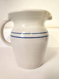 Marshall Pottery Pitcher DOUBLE Banded Blue Yesteryears Hand Turned Texas 6 In. | eBay