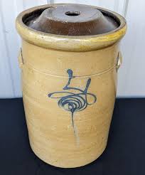 Sold at Auction: SALT GLAZE STONEWARE 4 GAL BUTTER CHURN
