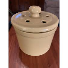 Vtg Stoneware Crock With Holes in Lid - Etsy