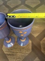 Studio Art Pottery Goblet Set Of 2 Chalice Purple Stoneware 7.5” Tall | eBay