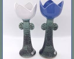 Vintage Finnish Fine Art Ceramics Pottery Flower Tealight Votive Holders, a Pair - Etsy