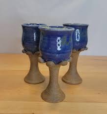 ART POTTERY STONEWARE Pair of Chalise Goblets Brown Artist Signed Painted $22.15 - PicClick CA