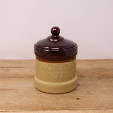 Vintage Stoneware Honey Pot Pot - 3-tone Brown Lidded Honey ...