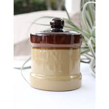 Mid-Century Stoneware Honey Pot | Chairish