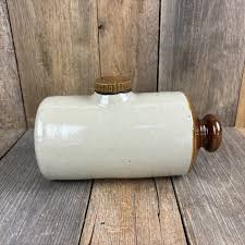 Antique Stoneware Foot Bed Warmer Screw-On Cap Flat Bottom ...