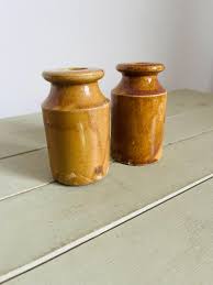 Lovely Vintage Pair of Glazed Stoneware Bottles - Etsy