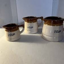 Vintage 2 Tone Brown Beige Salt Glazed Stoneware 3 Measuring ...