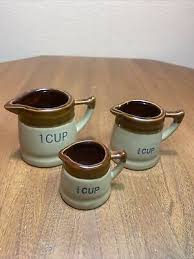 Vintage Kitchen Set of Three Crockery Pottery Measuring cups ...