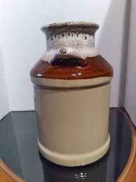 Vintage Brown Drip Glazed Handled Milk Jug Canister Vase | eBay