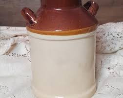 Vintage Crock Brown /white Stoneware Milk Jug Farmhouse ...