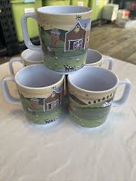 Vintage Set Of 5 Anacapa Melamine Country 1985 coffee mugs cups | eBay