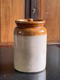 Pottery Pickle Jar Vintage Brown and White - Etsy Finland