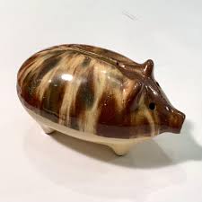 Yellowware Pig Bank, Stoneware Pottery Slipware Glaze Bank ...