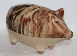 19th Century Marbleized Stone Ware Piggy Bank | Chairish