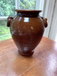 Vintage Joe Owen Brown Glaze with Ring Handles Vase Handles ...