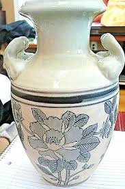 RARE Stoneware Pottery Celadon Crackle Glaze & Salt Glaze 2 Handled Floral Vase | eBay Australia