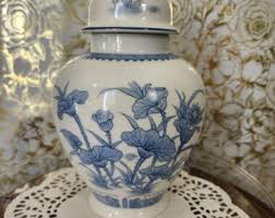 Vintage 1960s Porcelain Floral Scroll Lotus Ginger Jar Hong Kong Jordan Marsh - Etsy