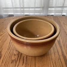 Vintage Watt Ware Pottery USA Stoneware Mixing Bowl Set 10” & 8” Nesting | eBay