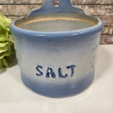 Stoneware Salt Crock, Vintage Blue Glazed Salt Pottery - Etsy