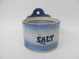Antique Salt Canister Hanging Box Blue and White | eBay