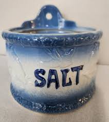 Buy Vintage Salt Box Blue and White Glazed Stoneware Crock Bird Motif Salt Cellar Online in India - Etsy