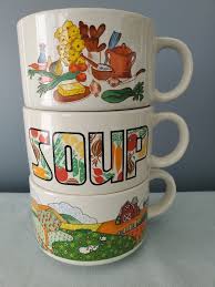 Vintage Set of 3 ~ 1970s Soup MUG /Bowls Stoneware Farm ...