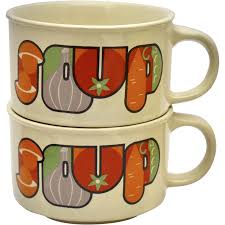 c1970s Set of 2 Groovy Graphics Ceramic Soup Bowls. For Sale ...