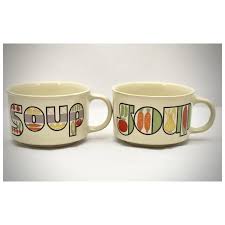 c1970s Set of 2 Groovy Graphics Ceramic Soup Bowls. For Sale ...