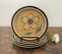 SET of 4 Vintage Honey Flowers Salad, Side Plates, 1970s ...